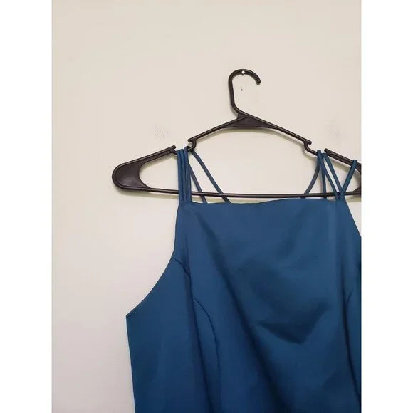 Jump Apparel Juniors 13/14 Prom Dress Homecoming Teal Maxi Strappy Low Open Back